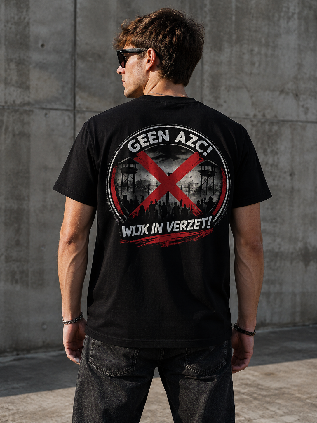 Geen AZC Wijk in verzet Tee – White Edition