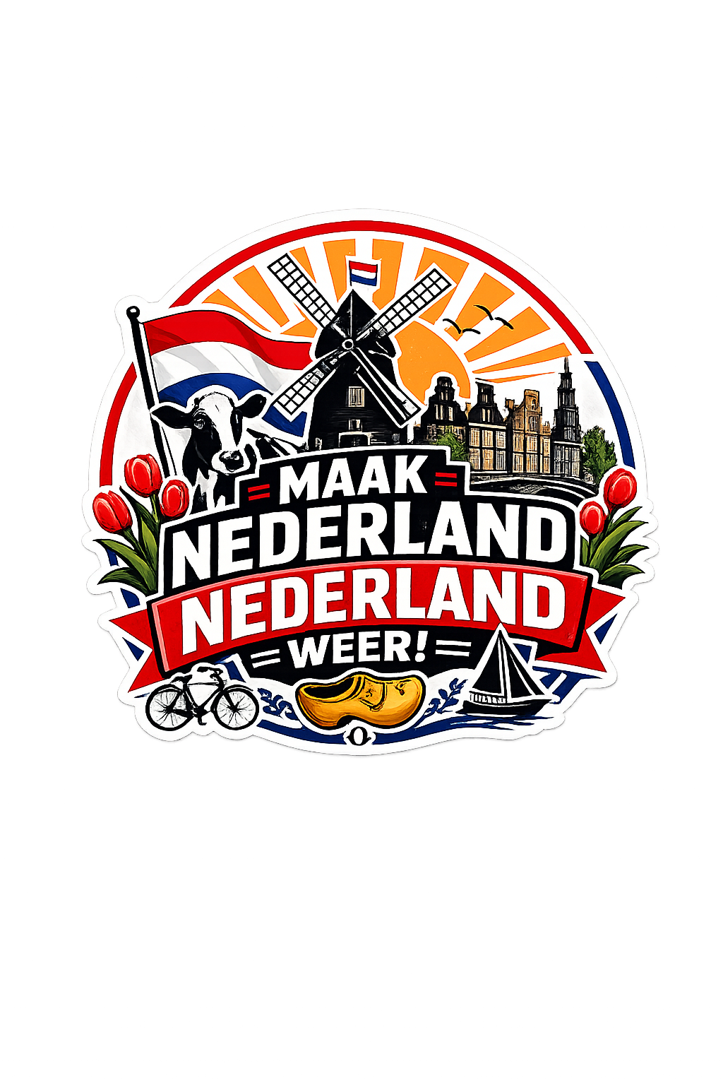 Dutch Pride Sticker 10CM – Maak Nederland Nederland Weer